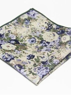 Floral Pocket Square - Lavender & Cream